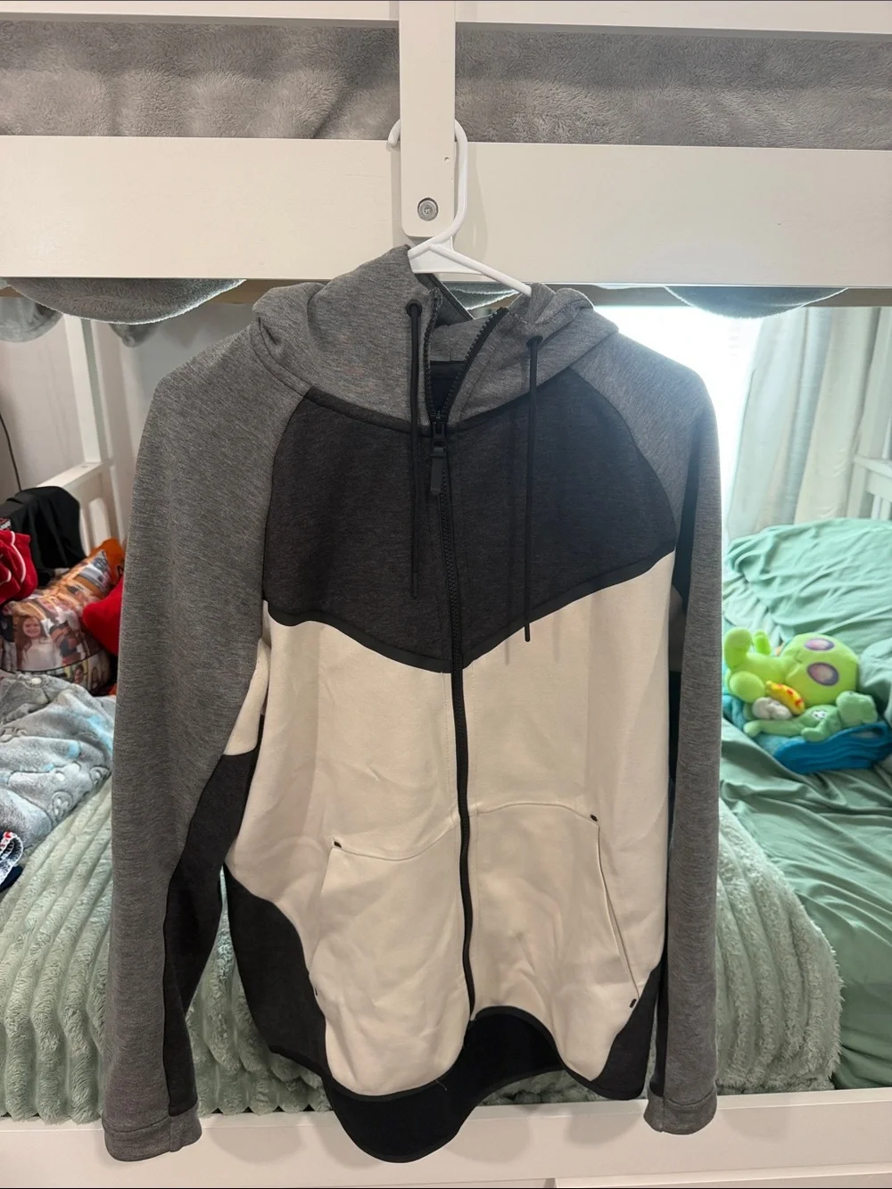 Nike Gray, Dark Gray & White Zip-Up Hooded Jacket